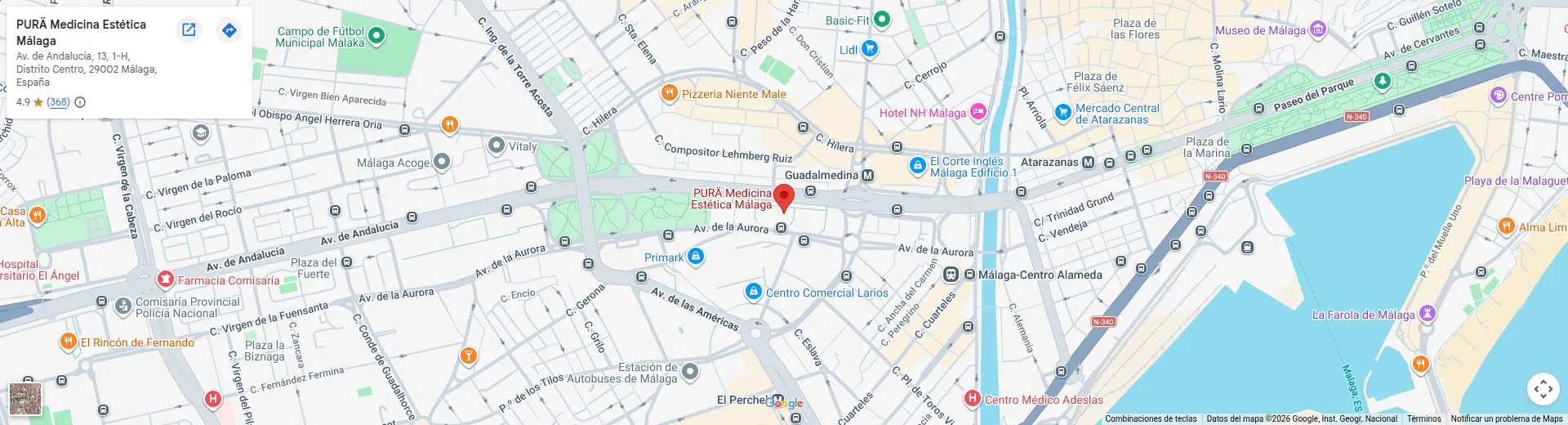 Ubicación de la clínica en Google Maps